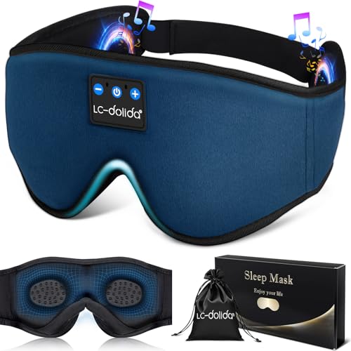 LC-dolida Sleep Headphones 3D Bluetooth Sleep Mask with Ultra-Thin Speakers Black
