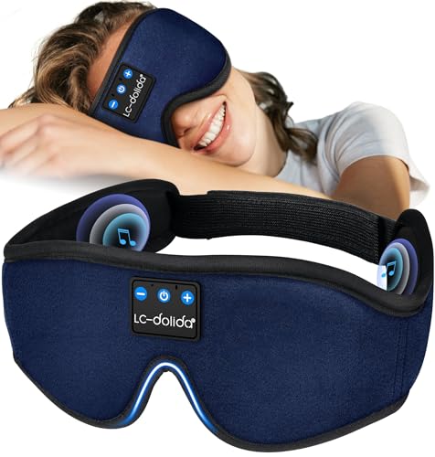 LC-dolida Sleep Headphones 3D Bluetooth Sleep Mask with Ultra-Thin Speakers Black