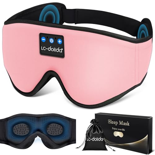 LC-dolida Sleep Headphones 3D Bluetooth Sleep Mask with Ultra-Thin Speakers Black