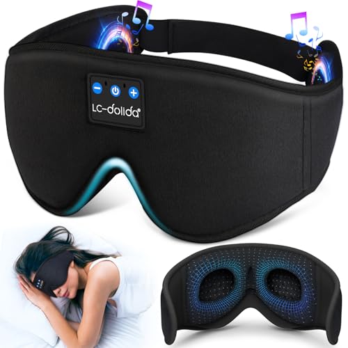 LC-dolida Sleep Headphones 3D Bluetooth Sleep Mask with Ultra-Thin Speakers Black