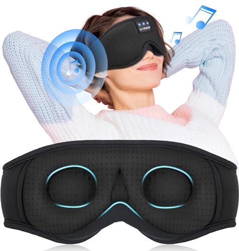 LC-dolida Sleep Headphones 3D Bluetooth Sleep Mask with Ultra-Thin Speakers Black