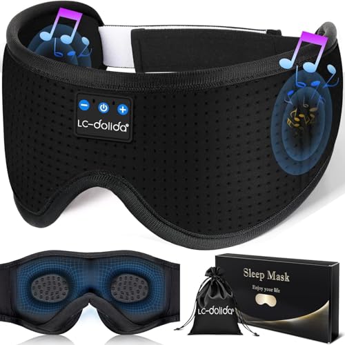 LC-dolida Sleep Headphones 3D Bluetooth Sleep Mask with Ultra-Thin Speakers Black