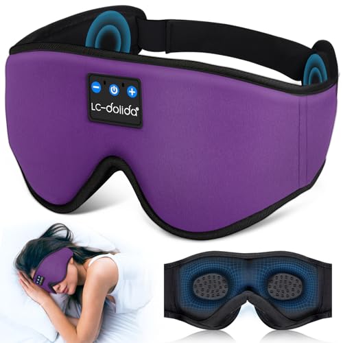 LC-dolida Sleep Headphones 3D Bluetooth Sleep Mask with Ultra-Thin Speakers Black