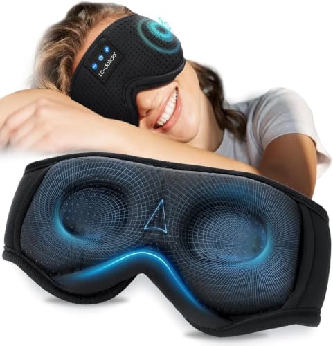 LC-dolida Sleep Headphones 3D Bluetooth Sleep Mask with Ultra-Thin Speakers Black