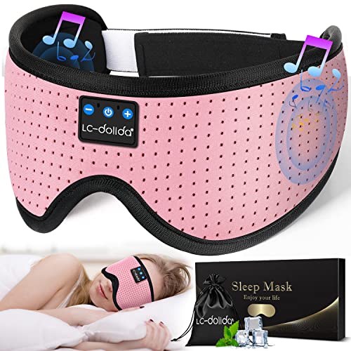 LC-dolida Sleep Headphones 3D Bluetooth Sleep Mask with Ultra-Thin Speakers Black