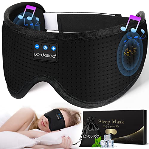 LC-dolida Sleep Headphones 3D Bluetooth Sleep Mask with Ultra-Thin Speakers Black