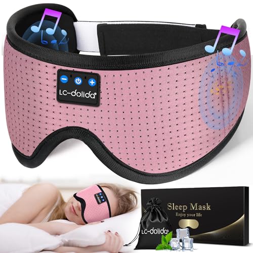 LC-dolida Sleep Headphones 3D Bluetooth Sleep Mask with Ultra-Thin Speakers Black