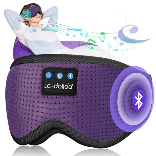 LC-dolida Sleep Headphones 3D Bluetooth Sleep Mask with Ultra-Thin Speakers Black