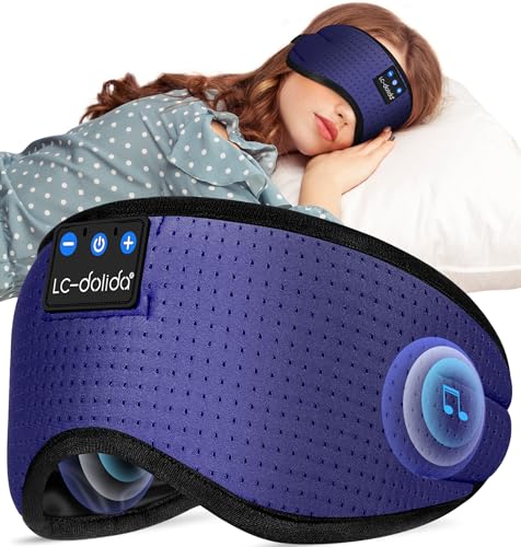 LC-dolida Sleep Headphones 3D Bluetooth Sleep Mask with Ultra-Thin Speakers Black