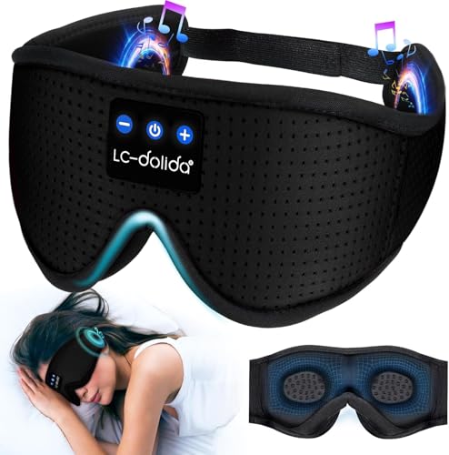 LC-dolida Sleep Headphones 3D Bluetooth Sleep Mask with Ultra-Thin Speakers Black