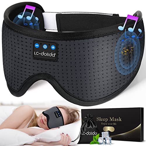 LC-dolida Sleep Headphones 3D Bluetooth Sleep Mask with Ultra-Thin Speakers Black