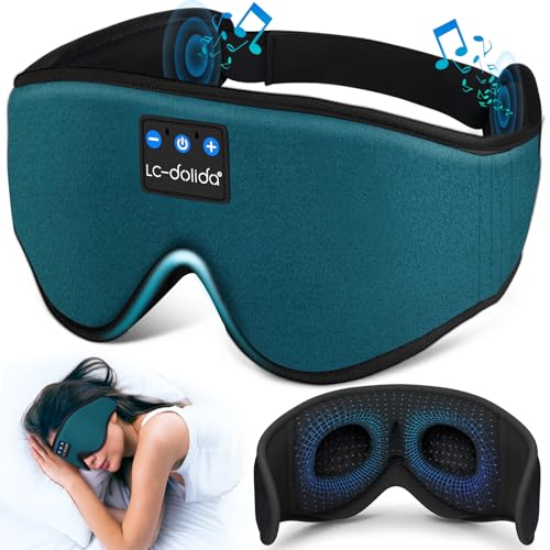 LC-dolida Sleep Headphones 3D Bluetooth Sleep Mask with Ultra-Thin Speakers Black