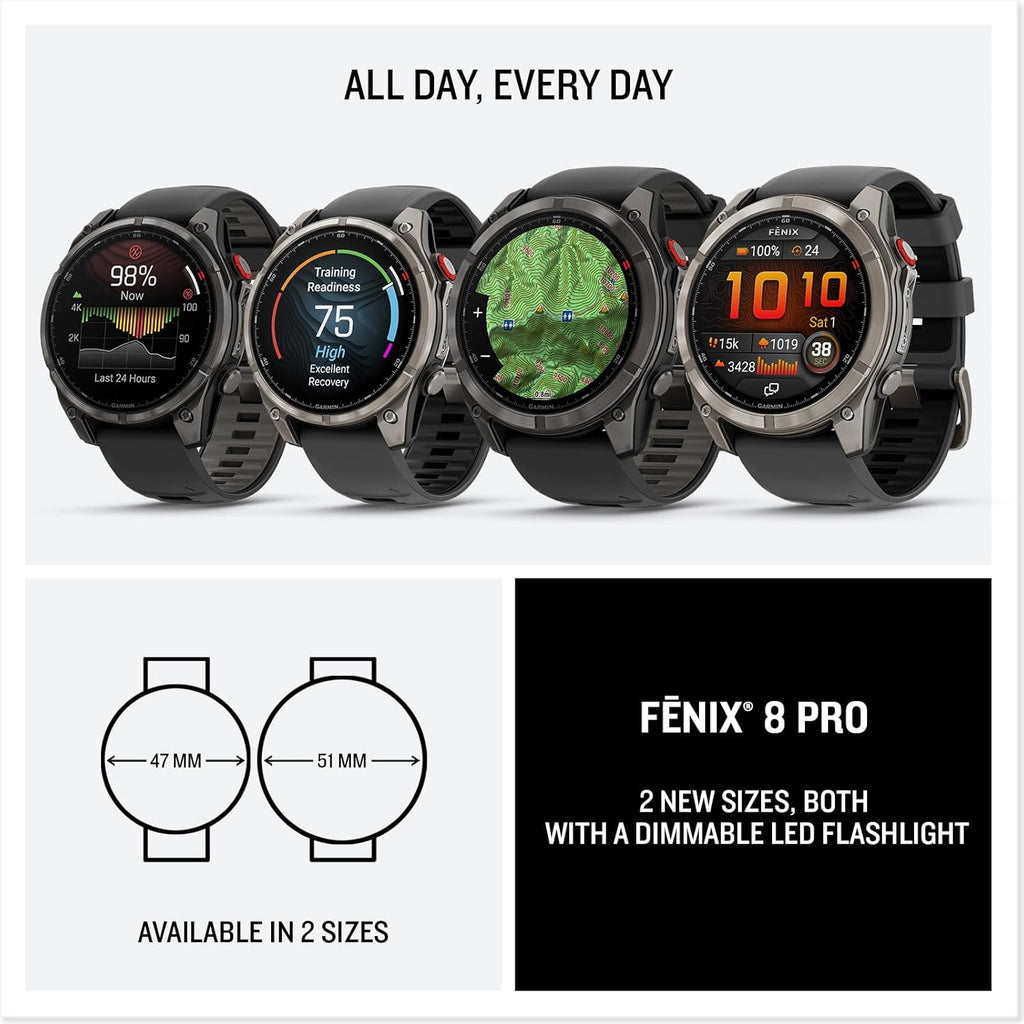 Garmin fēnix 8 Pro 51mm AMOLED Multisport GPS Smartwatch Titanium Graphite/Black