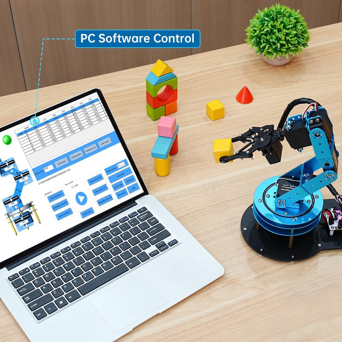 LewanSoul LeArm 6DOF Programmable Robotic Arm Kit Metal Blue