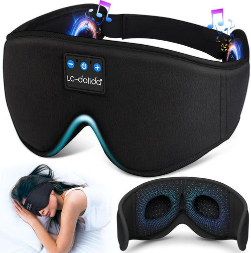 LC-dolida Sleep Headphones 3D Bluetooth Sleep Mask with Ultra-Thin Speakers Black