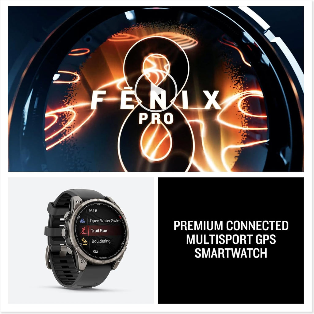 Garmin fēnix 8 Pro 51mm AMOLED Multisport GPS Smartwatch Titanium Graphite/Black