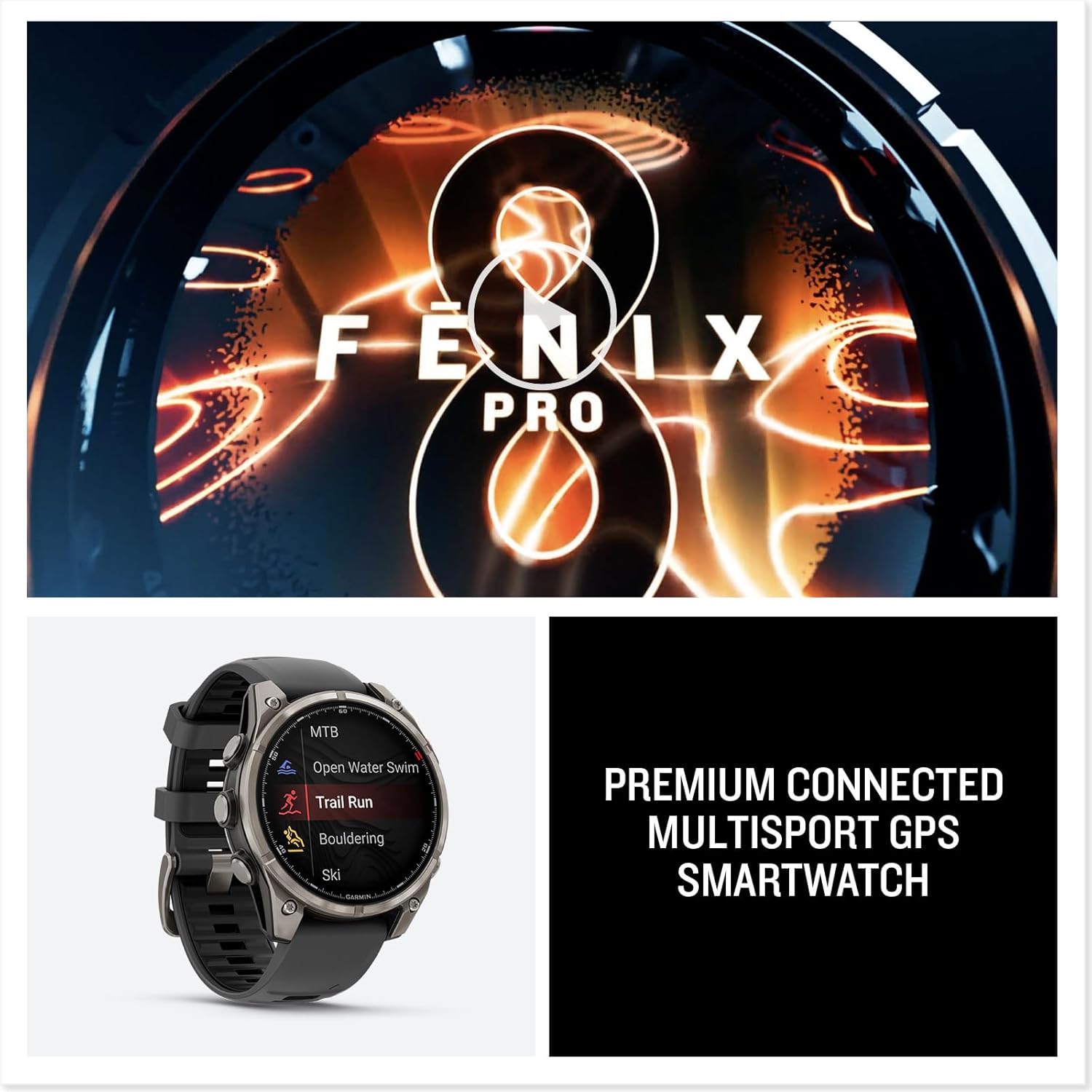 Garmin fēnix 8 Pro 51mm AMOLED Multisport GPS Smartwatch Titanium Graphite/Black
