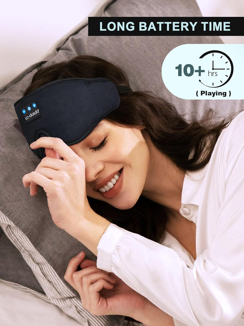 LC-dolida Sleep Headphones 3D Bluetooth Sleep Mask with Ultra-Thin Speakers Black