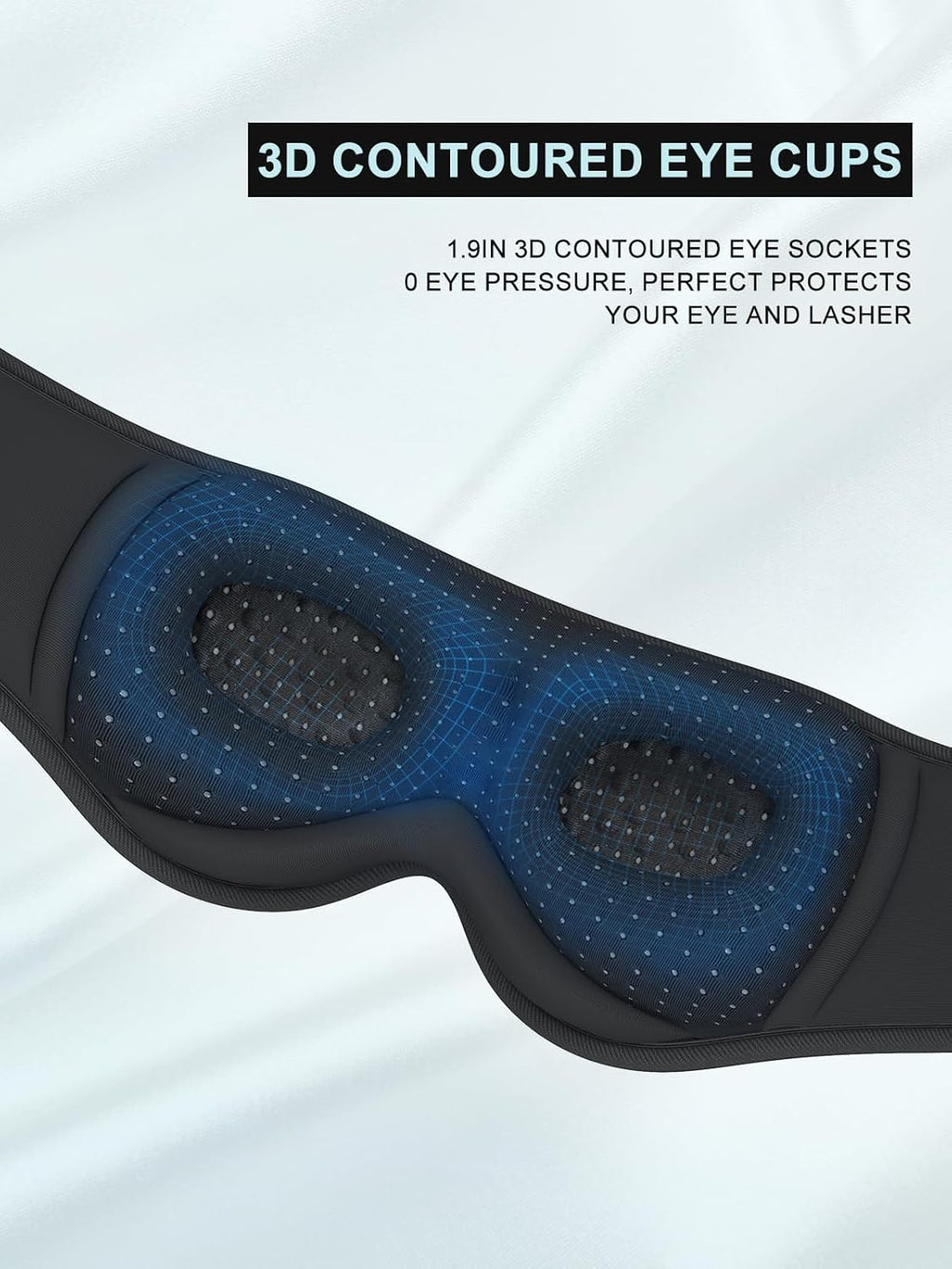 LC-dolida Sleep Headphones 3D Bluetooth Sleep Mask with Ultra-Thin Speakers Black
